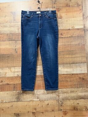 Nicole Miller SoHo High Rise Ankle Skinny Dark Blue Stretch Jeans Slim Fit Sz 14
